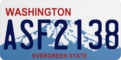 WA license plate ASF2138