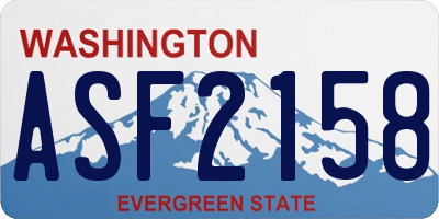 WA license plate ASF2158