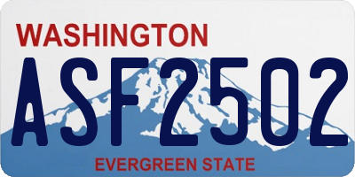 WA license plate ASF2502