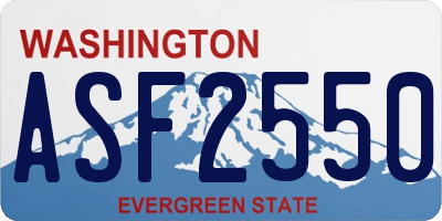 WA license plate ASF2550