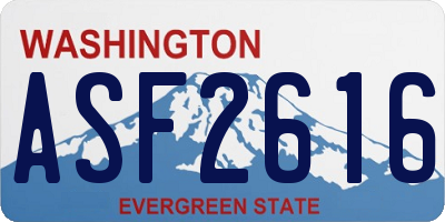 WA license plate ASF2616