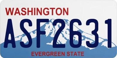 WA license plate ASF2631