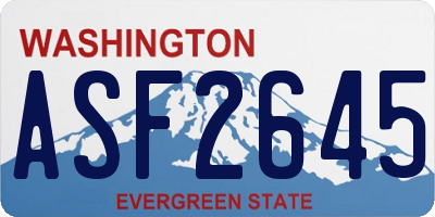 WA license plate ASF2645