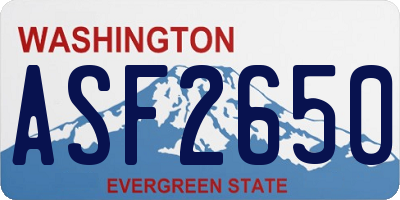 WA license plate ASF2650