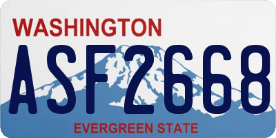 WA license plate ASF2668