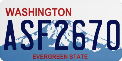 WA license plate ASF2670
