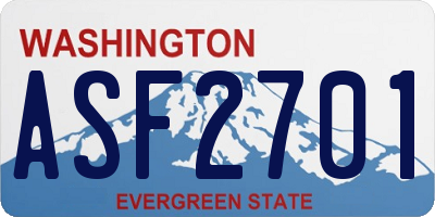 WA license plate ASF2701