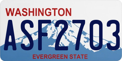 WA license plate ASF2703