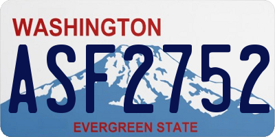 WA license plate ASF2752