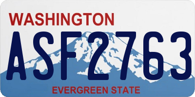 WA license plate ASF2763