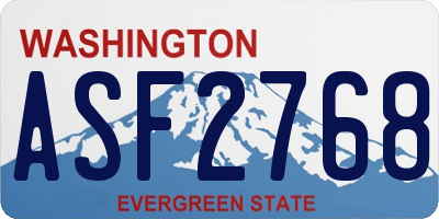 WA license plate ASF2768
