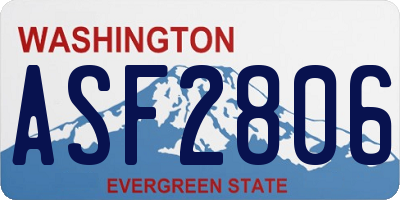 WA license plate ASF2806