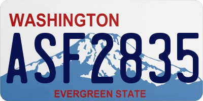 WA license plate ASF2835