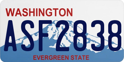 WA license plate ASF2838