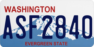 WA license plate ASF2840
