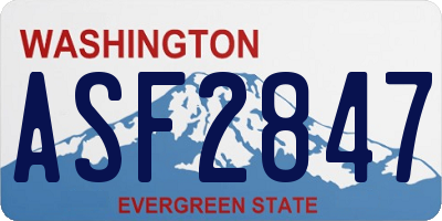 WA license plate ASF2847