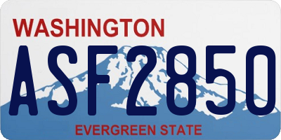 WA license plate ASF2850