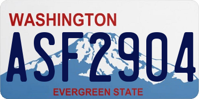 WA license plate ASF2904