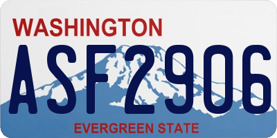 WA license plate ASF2906