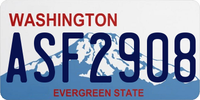 WA license plate ASF2908