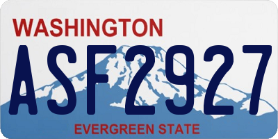 WA license plate ASF2927