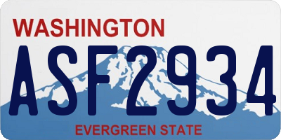 WA license plate ASF2934