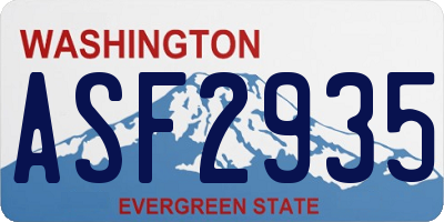 WA license plate ASF2935