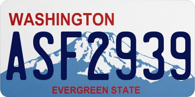 WA license plate ASF2939