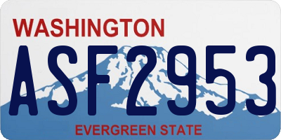 WA license plate ASF2953