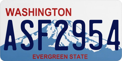 WA license plate ASF2954