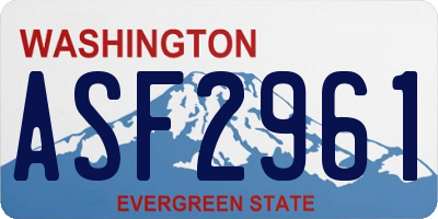 WA license plate ASF2961