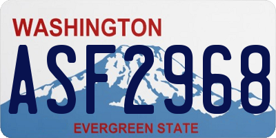 WA license plate ASF2968