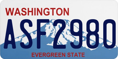 WA license plate ASF2980
