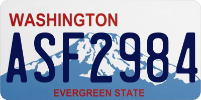 WA license plate ASF2984