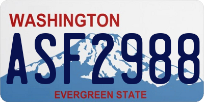 WA license plate ASF2988