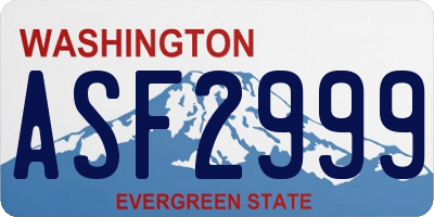 WA license plate ASF2999