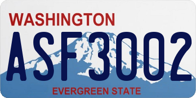 WA license plate ASF3002