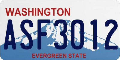 WA license plate ASF3012