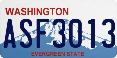 WA license plate ASF3013