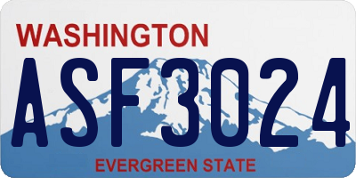 WA license plate ASF3024