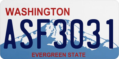 WA license plate ASF3031