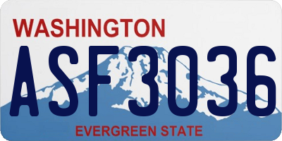WA license plate ASF3036