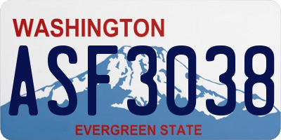 WA license plate ASF3038