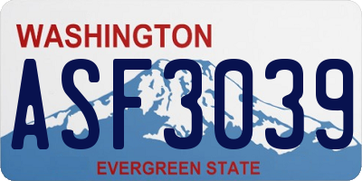 WA license plate ASF3039