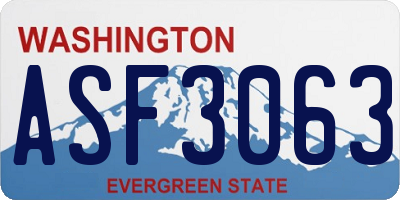 WA license plate ASF3063