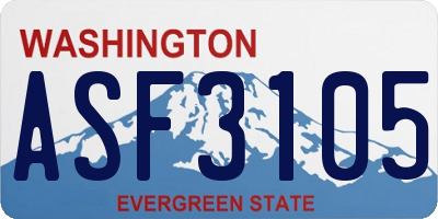 WA license plate ASF3105