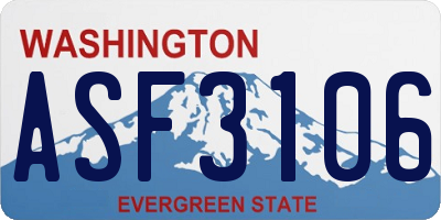 WA license plate ASF3106