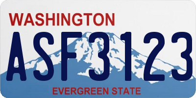 WA license plate ASF3123