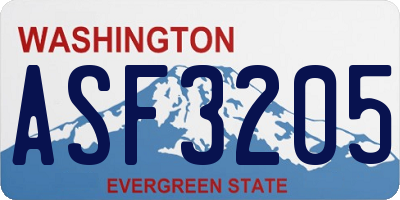 WA license plate ASF3205