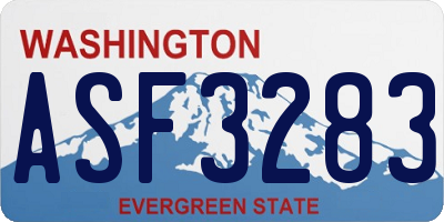 WA license plate ASF3283